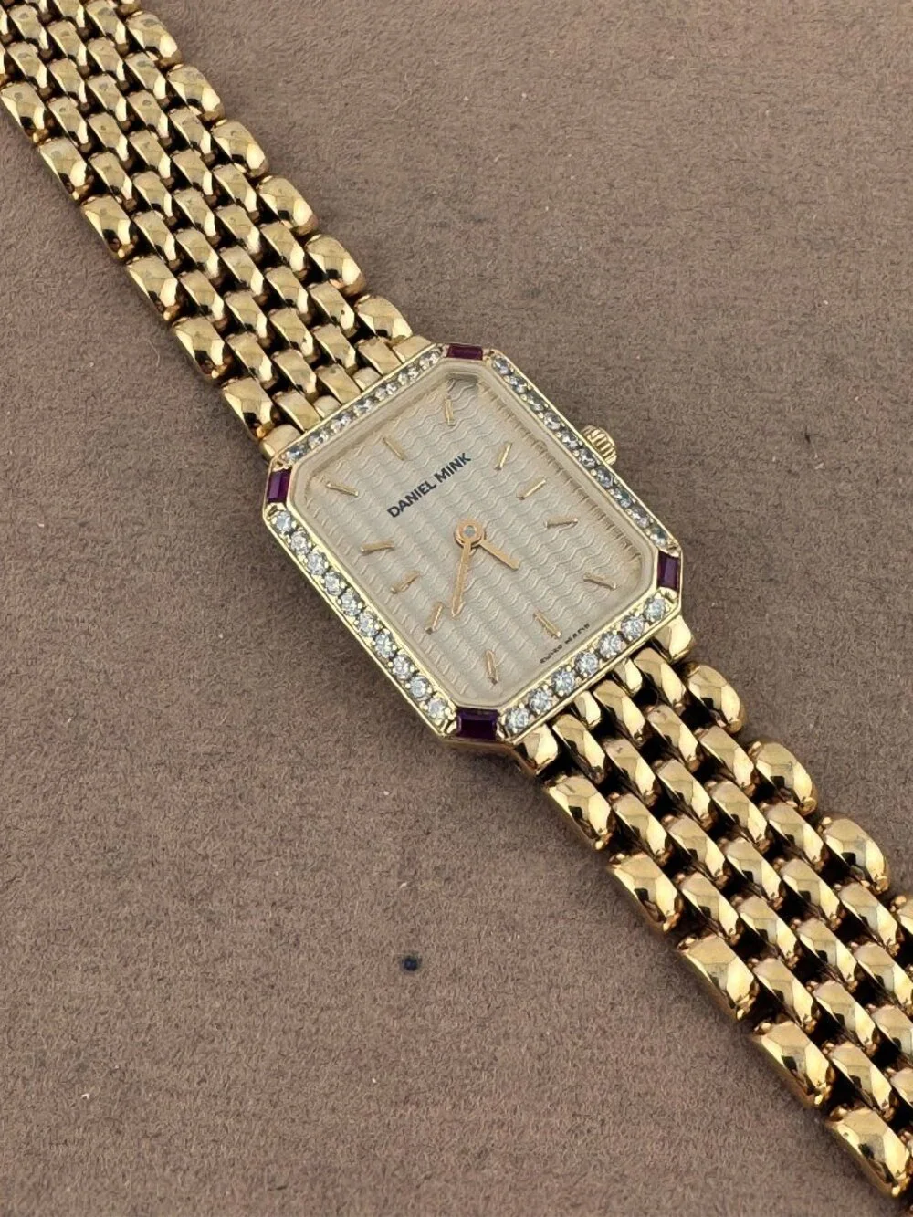 Vintage 18K 10 Micron Gold Plated Daniel Mink EleganceTank Dress Watch